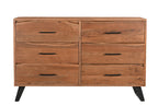 60" Natural Live Edge Solid Wood Six Drawer Double Dresser