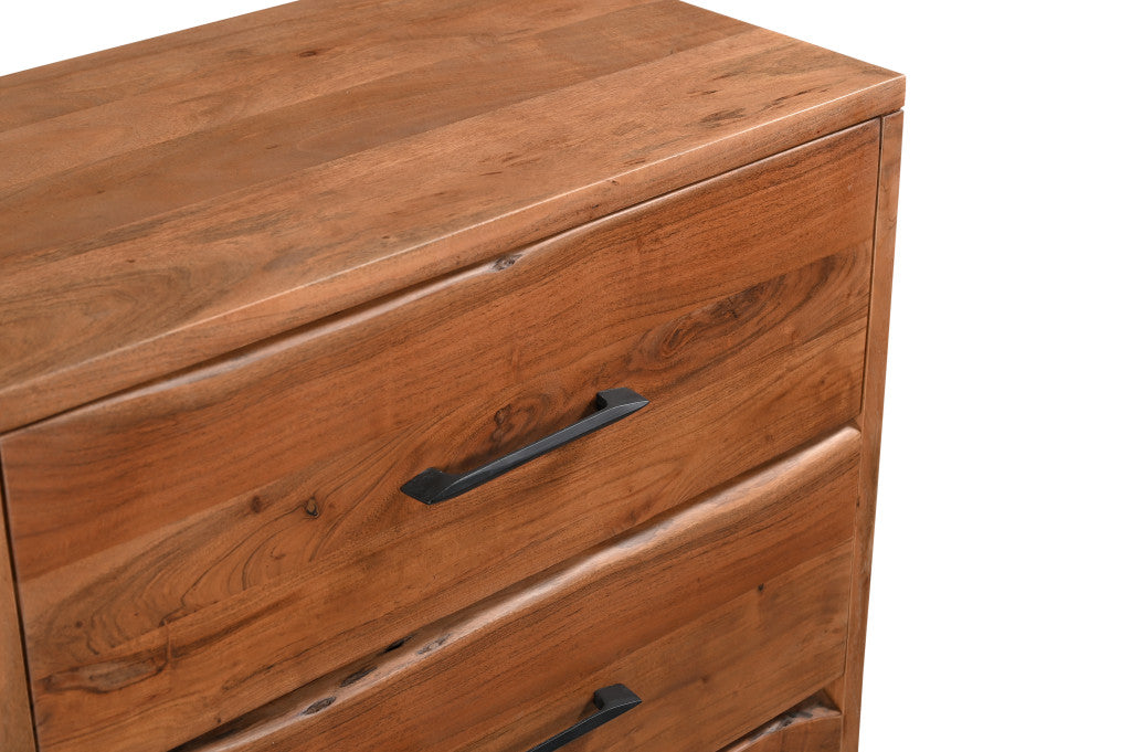60" Natural Live Edge Solid Wood Six Drawer Double Dresser