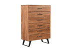 36" Natural Live Edge Solid Wood Five Drawer Dresser