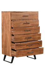 36" Natural Live Edge Solid Wood Five Drawer Dresser