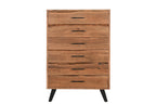 36" Natural Live Edge Solid Wood Five Drawer Dresser