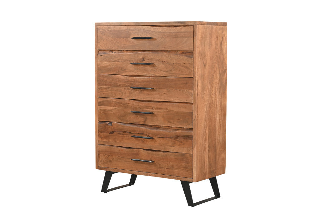36" Natural Live Edge Solid Wood Five Drawer Dresser