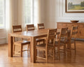 Seven Piece Brown Solid Wood Dining Set with Six Chairs
