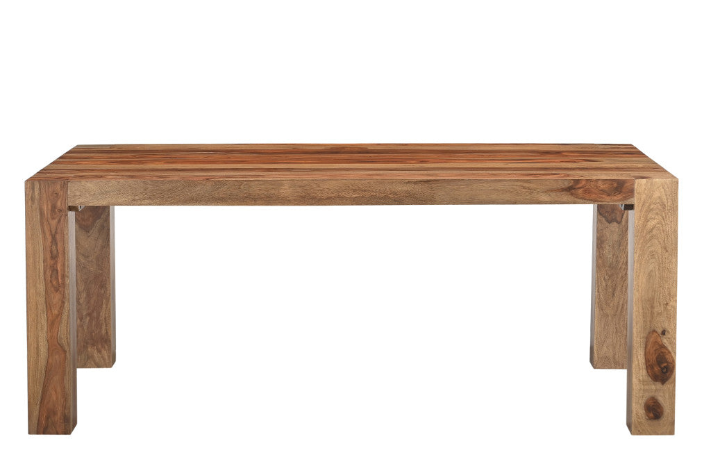 Seven Piece Brown Solid Wood Dining Set with Six Chairs