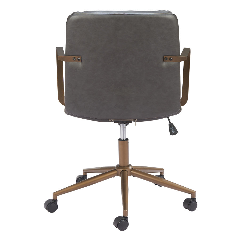 Dark Gray and Bronze Adjustable Height Swivel Rolling Office Chair