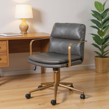 Dark Gray and Bronze Adjustable Height Swivel Rolling Office Chair