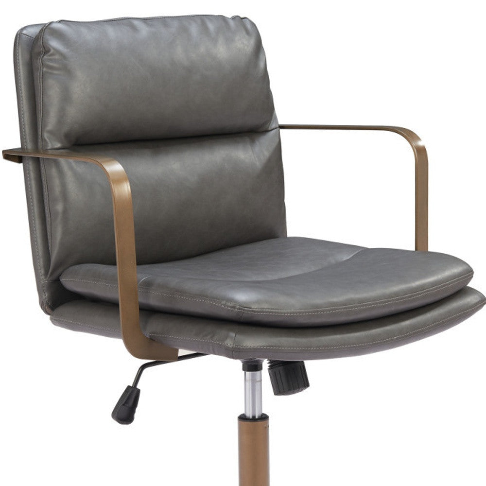 Dark Gray and Bronze Adjustable Height Swivel Rolling Office Chair