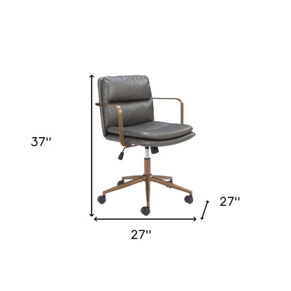 Dark Gray and Bronze Adjustable Height Swivel Rolling Office Chair