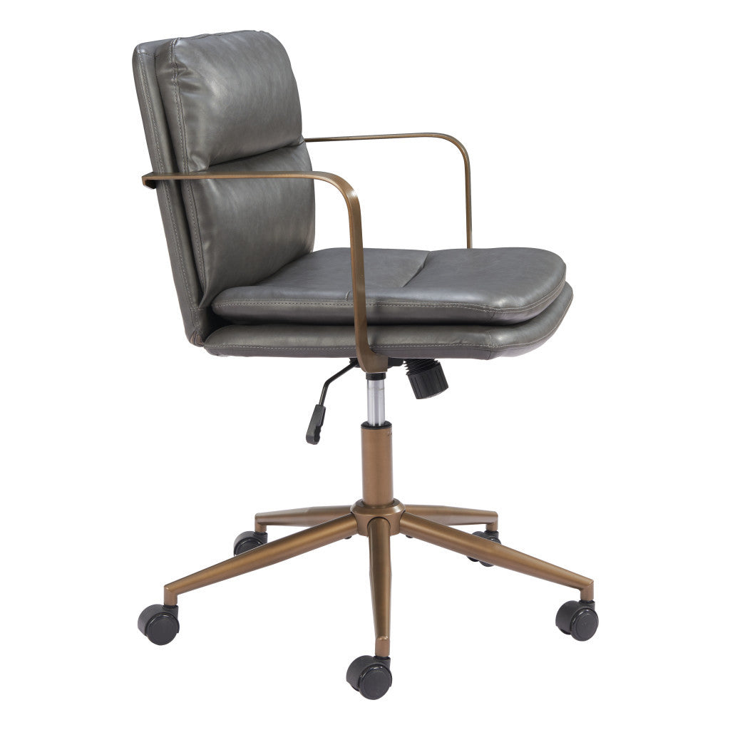 Dark Gray and Bronze Adjustable Height Swivel Rolling Office Chair