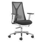 Black Silver and White Adjustable Height Swivel Rolling Office Chair