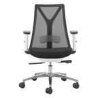 Black Silver and White Adjustable Height Swivel Rolling Office Chair