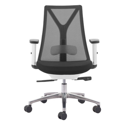 Black Silver and White Adjustable Height Swivel Rolling Office Chair