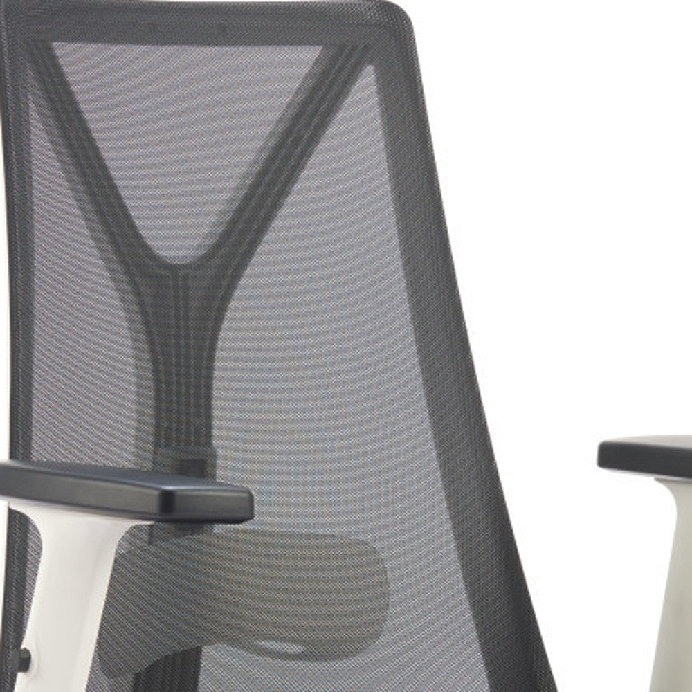 Black Silver and White Adjustable Height Swivel Rolling Office Chair