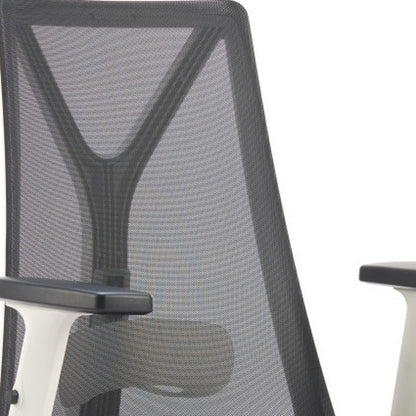 Black Silver and White Adjustable Height Swivel Rolling Office Chair