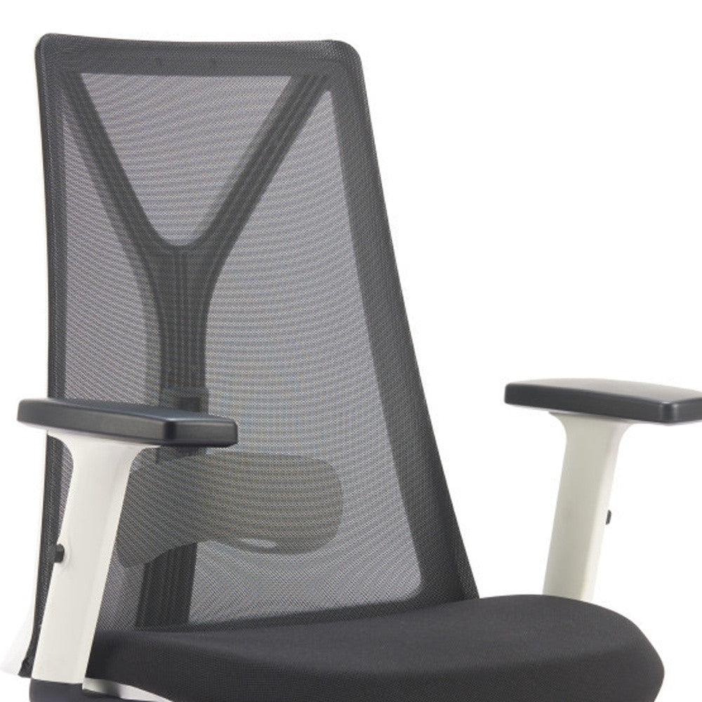 Black Silver and White Adjustable Height Swivel Rolling Office Chair