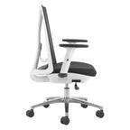 Black Silver and White Adjustable Height Swivel Rolling Office Chair