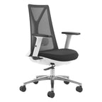 Black Silver and White Adjustable Height Swivel Rolling Office Chair