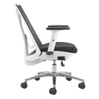 Black Silver and White Adjustable Height Swivel Rolling Office Chair