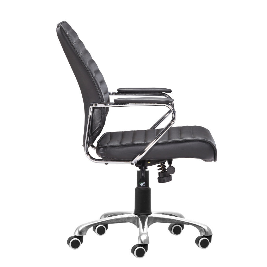 Black and Silver Adjustable Height Swivel Rolling Office Chair