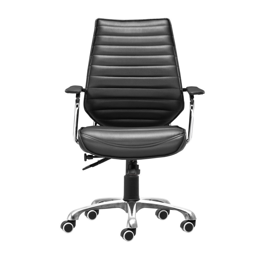 Black and Silver Adjustable Height Swivel Rolling Office Chair
