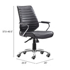 Black and Silver Adjustable Height Swivel Rolling Office Chair