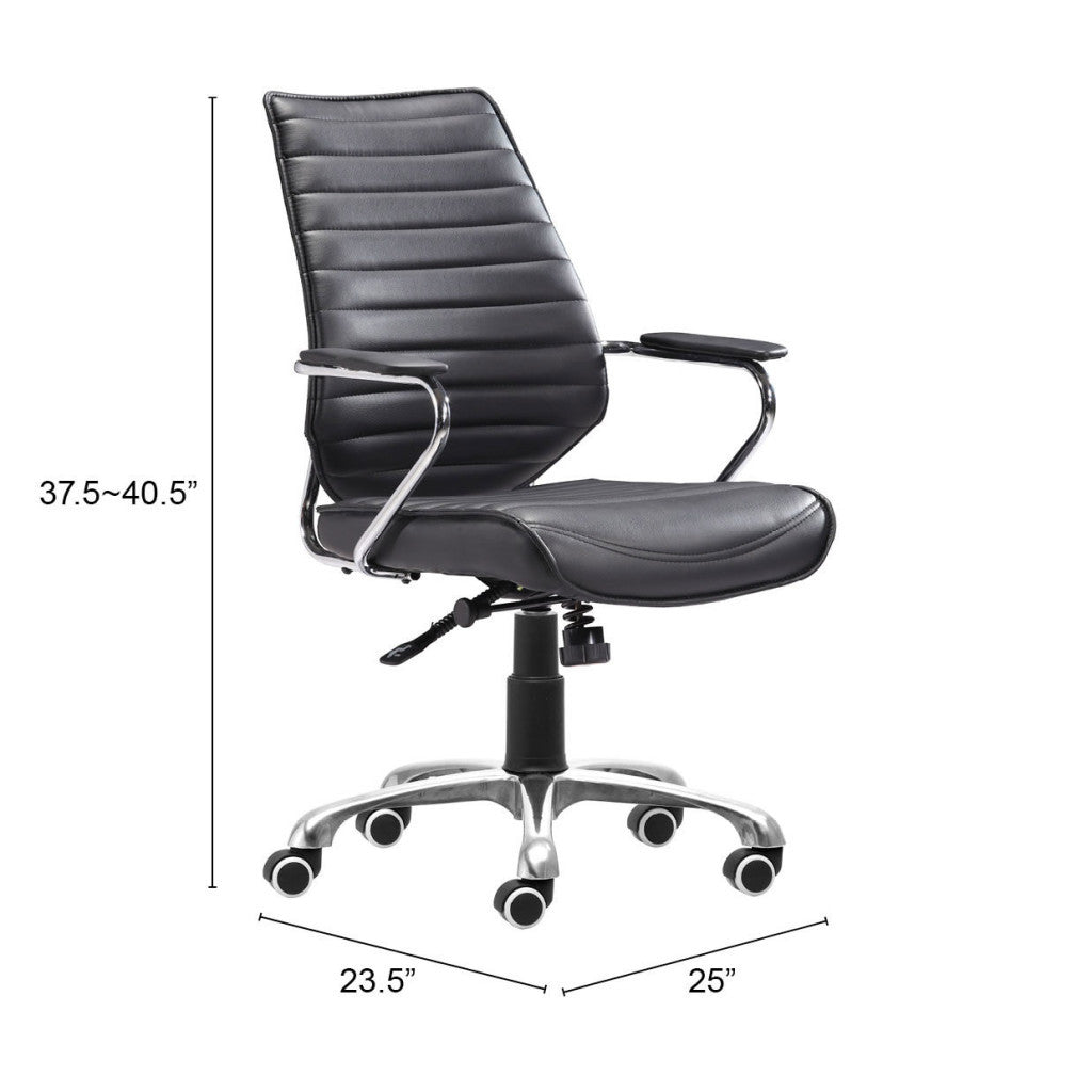 Black and Silver Adjustable Height Swivel Rolling Office Chair