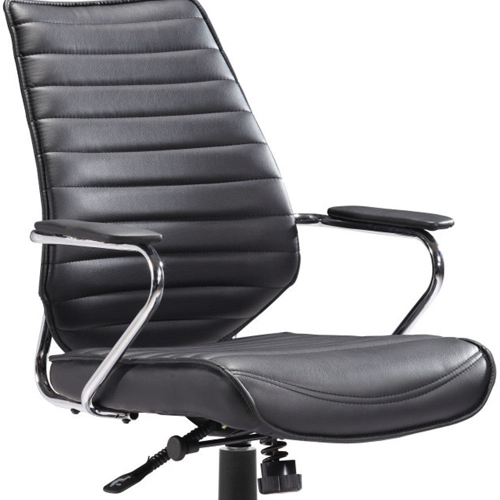 Black and Silver Adjustable Height Swivel Rolling Office Chair