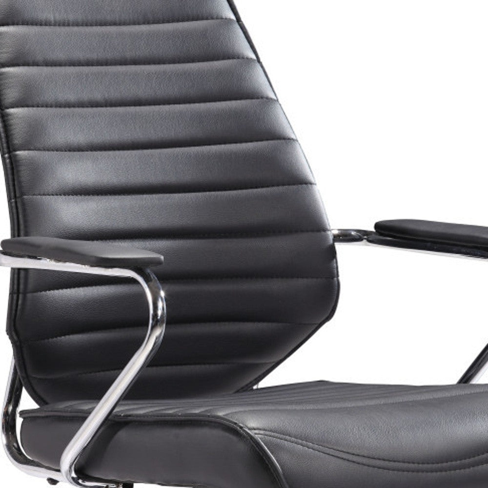 Black and Silver Adjustable Height Swivel Rolling Office Chair