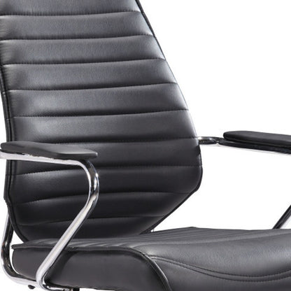 Black and Silver Adjustable Height Swivel Rolling Office Chair