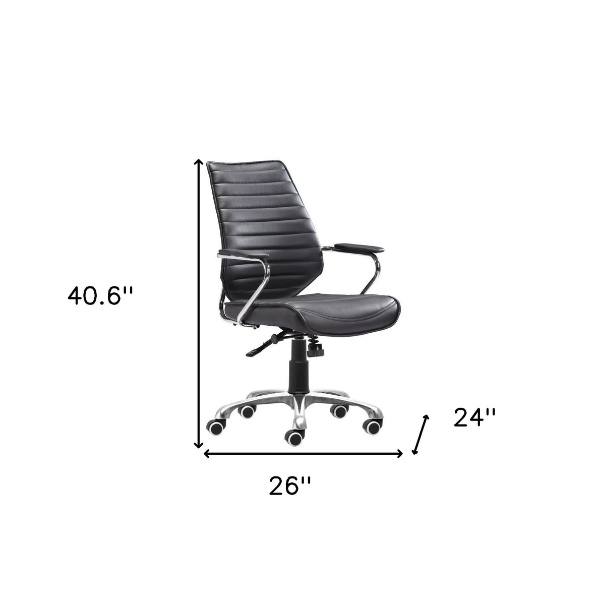 Black and Silver Adjustable Height Swivel Rolling Office Chair