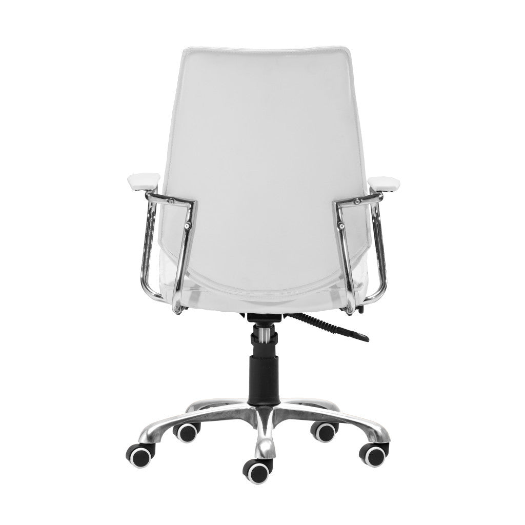 White and Silver Adjustable Height Swivel Rolling Office Chair
