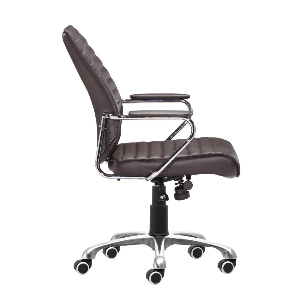 Espresso and Silver Adjustable Height Swivel Rolling Office Chair