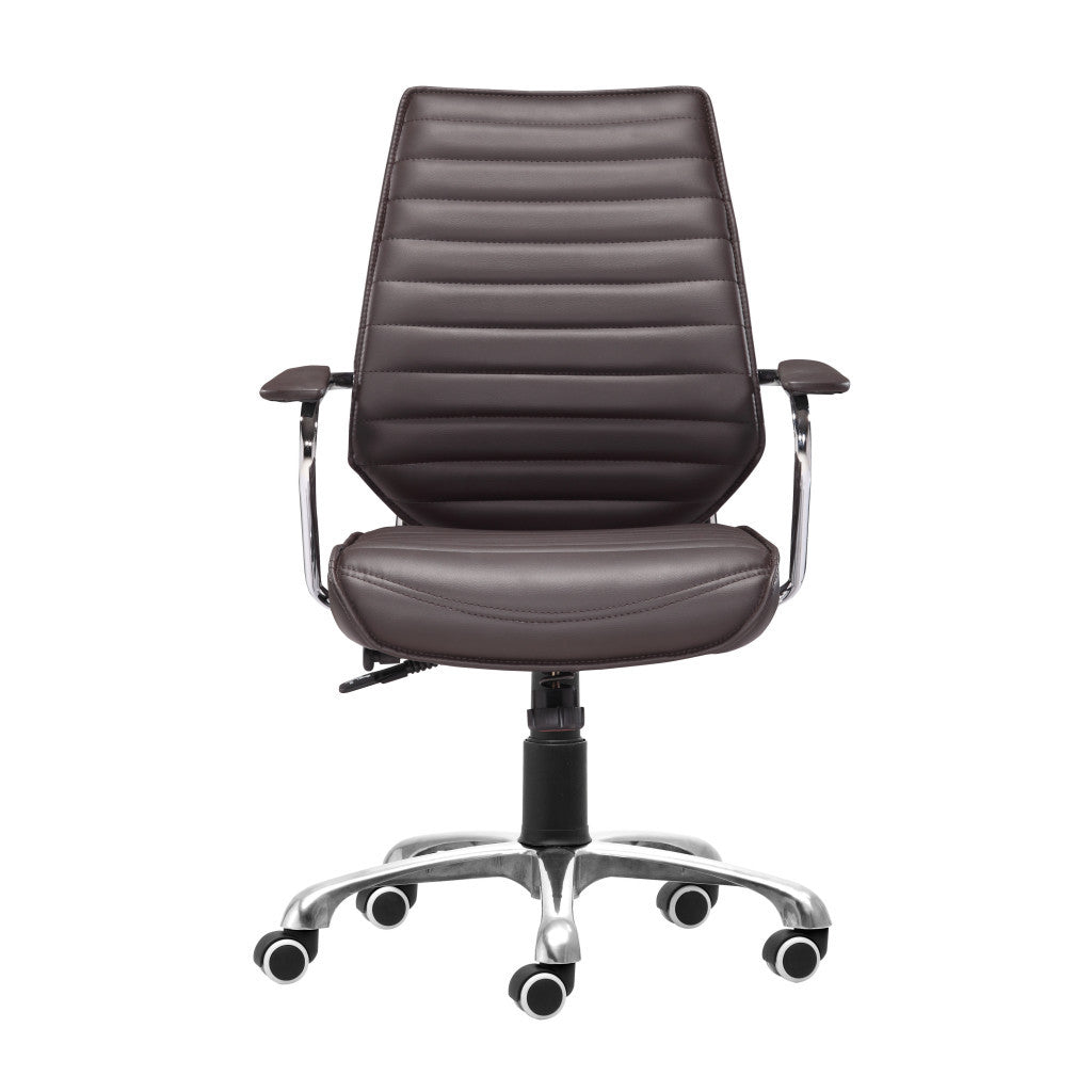 Espresso and Silver Adjustable Height Swivel Rolling Office Chair
