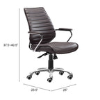 Espresso and Silver Adjustable Height Swivel Rolling Office Chair