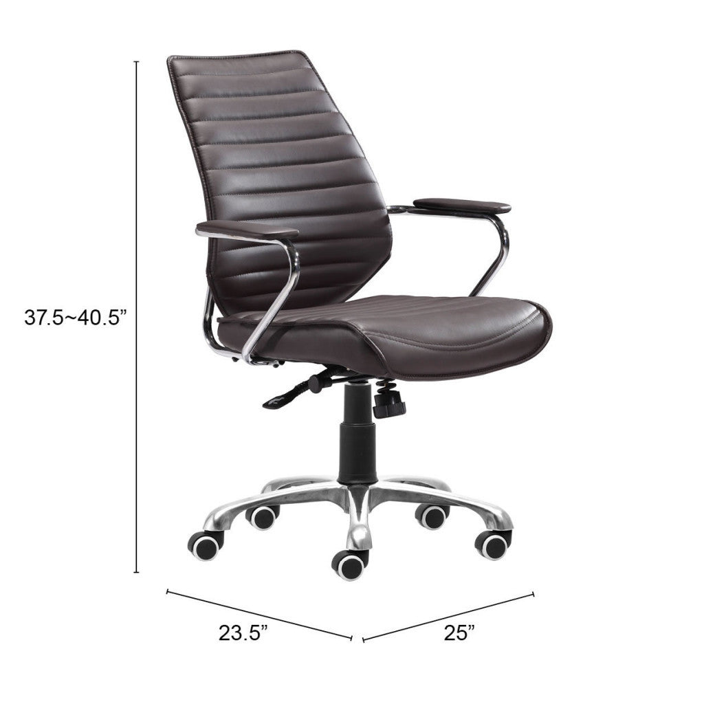 Espresso and Silver Adjustable Height Swivel Rolling Office Chair