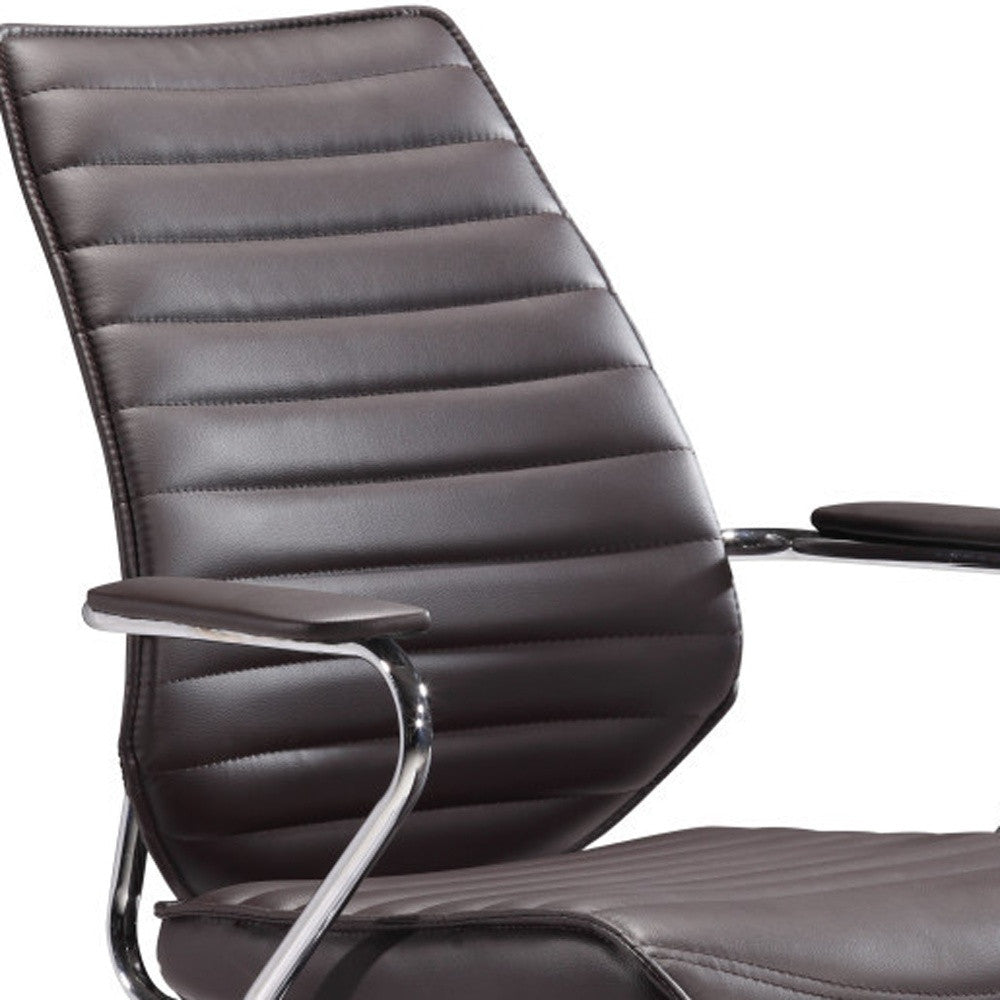 Espresso and Silver Adjustable Height Swivel Rolling Office Chair