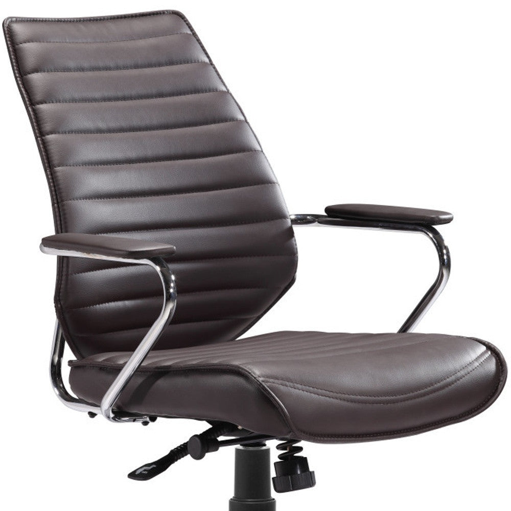 Espresso and Silver Adjustable Height Swivel Rolling Office Chair