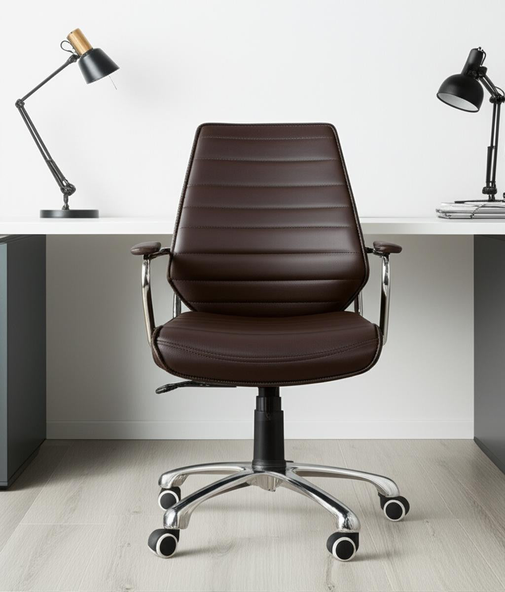 Espresso and Silver Adjustable Height Swivel Rolling Office Chair