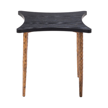 Set of Two Black and Bronze Wood and Steel Free Form Coffee And End Table