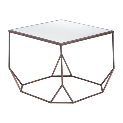 Set of Two Silver and Bronze Mirrored Glass and Steel Square Abstract Bunching Coffee Tables
