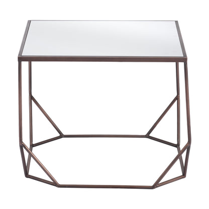 Set of Two Silver and Bronze Mirrored Glass and Steel Square Abstract Bunching Coffee Tables
