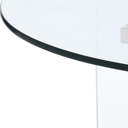 41" Clear and Gold Glass Acrylic and Brass Round Coffee Table