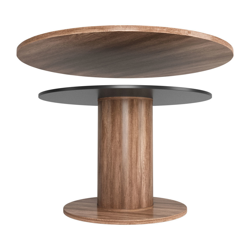 54" Natural And Black Round Convertible Game Table