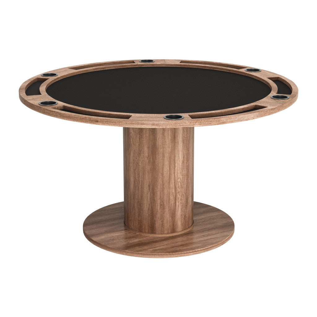 54" Natural And Black Round Convertible Game Table