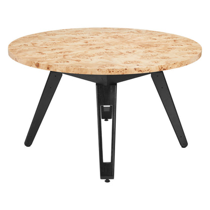 54" Natural Burl And Black Round Convertible Game Table
