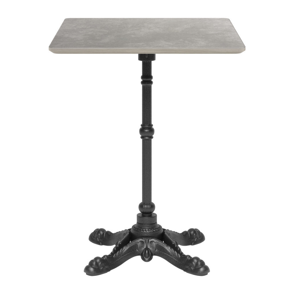 24" Gray and Black Wood And Aluminum Pedestal Base Square Dining Table