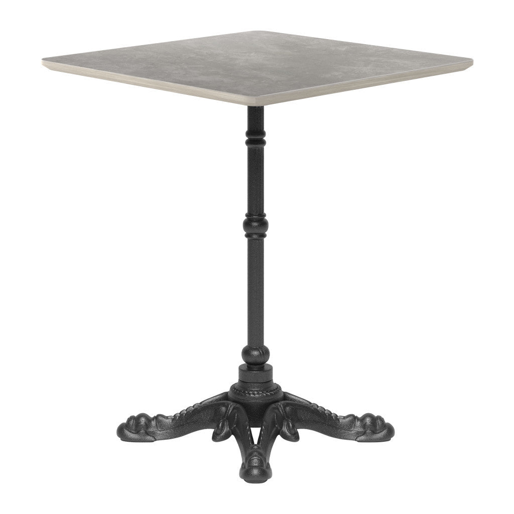 24" Gray and Black Wood And Aluminum Pedestal Base Square Dining Table