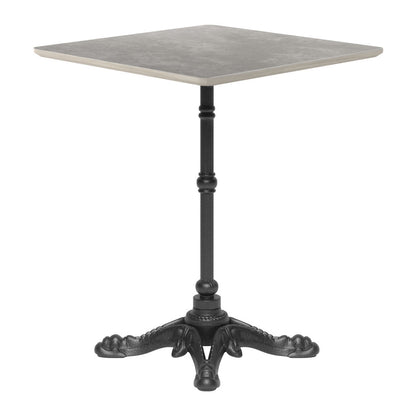 24" Gray and Black Wood And Aluminum Pedestal Base Square Dining Table