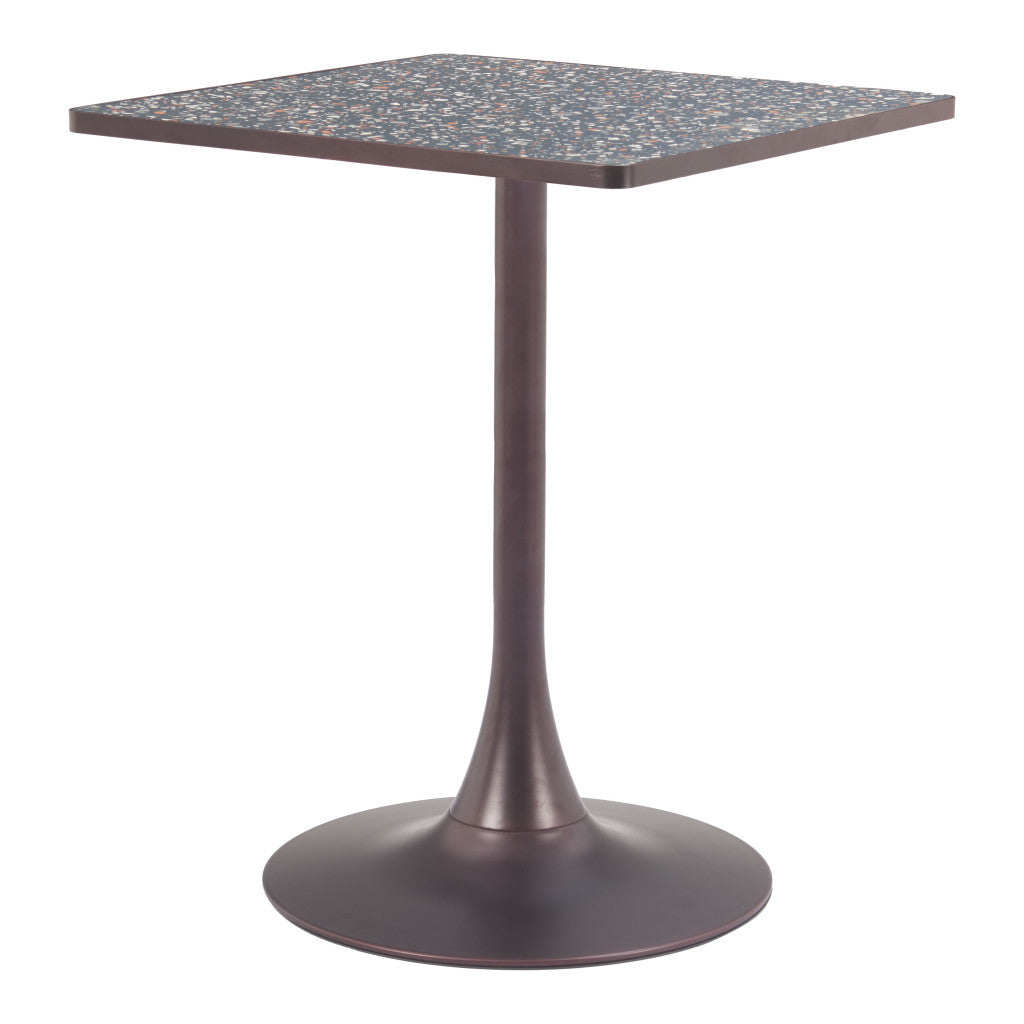 24" Black Steel Pedestal Base Square Dining Table