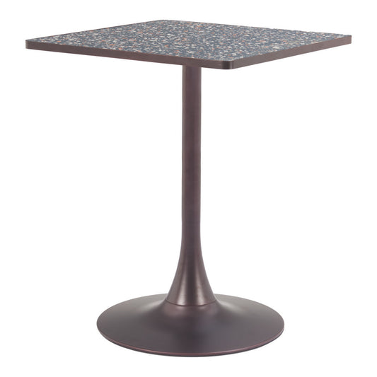 24" Black Steel Pedestal Base Square Dining Table